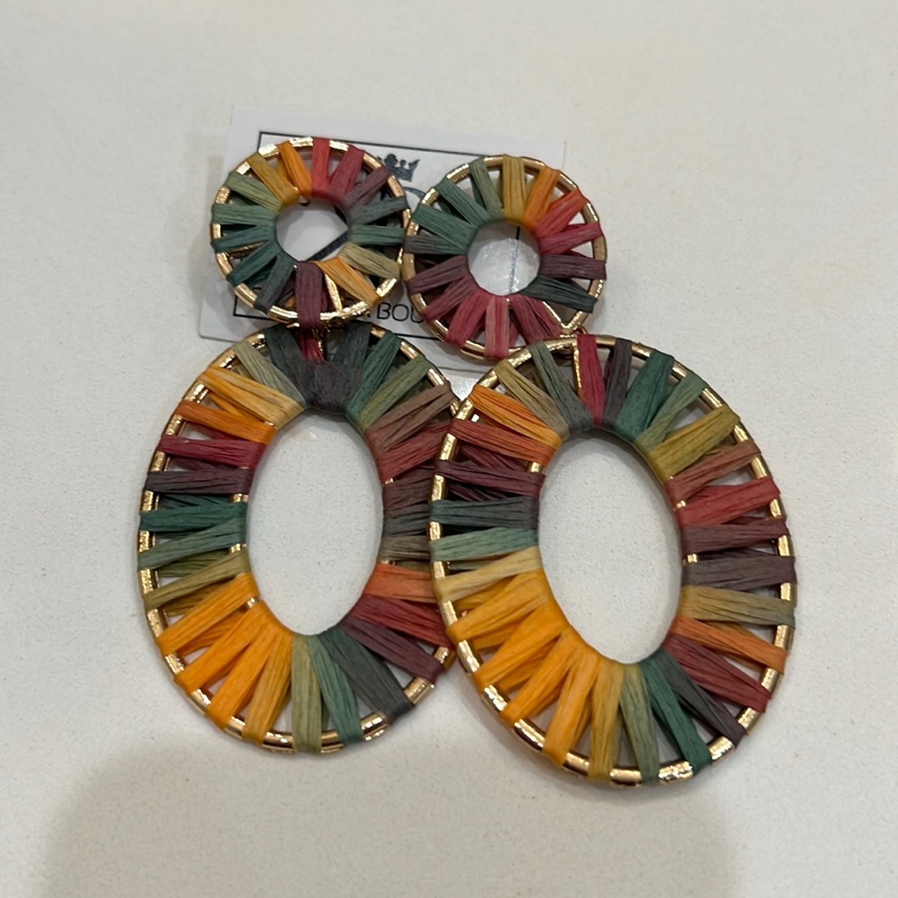 Trendy multi color statement earrings